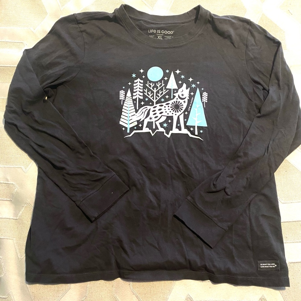 Life is Good charcoal Gray Long Sleeve Shirt with Graphic